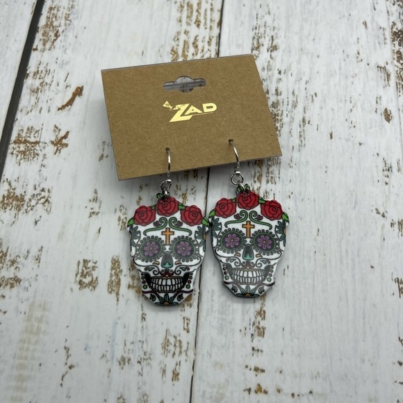 Modcloth A Love Eternal Calavera Dangle Earrings, White, NWT - Picture 3 of 5